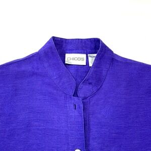 Chico's Silk Blend Button Down Shirt Textured Career Top Purple Size 0